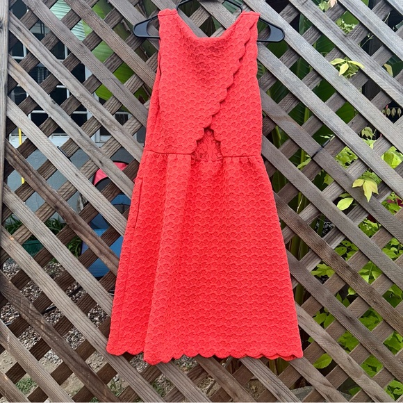 Women’s size XS Maeve Anthropologie Coral Caye Scalloped Hem Cut Out Dress - Picture 7 of 14